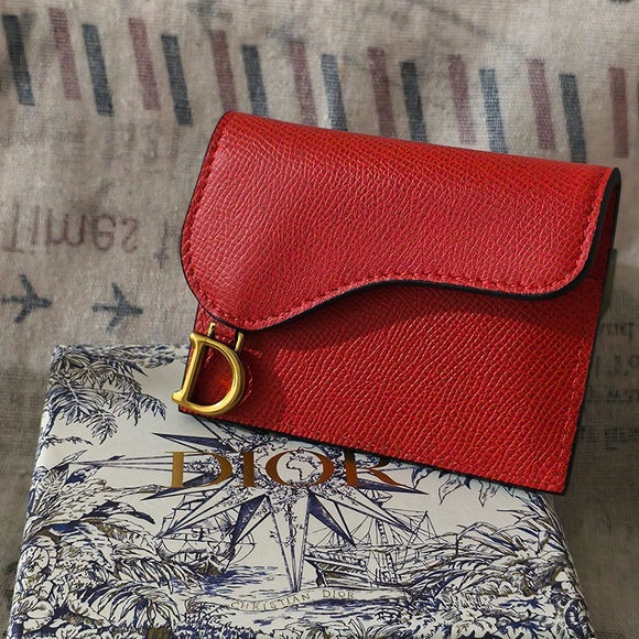 Dior Red Coin Purse With D Logo - Picture 5 of 5
